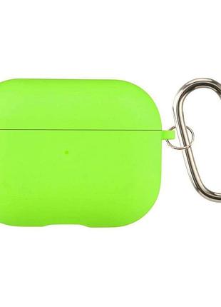 Силиконовый чехол silicone case для airpods pro 3 jucy green с микрофиброй ярко зеленый салатовый с карабином
