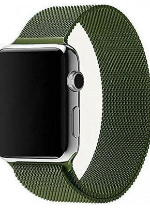 Ремешок milanese loop metal virid для apple watch 42/44/45/46/49 мм темно зеленый