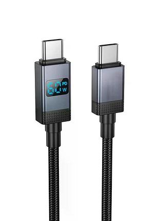Кабель hoco x118 generous type-c to type-c 1 м black з дисплеєм (pd 60w)