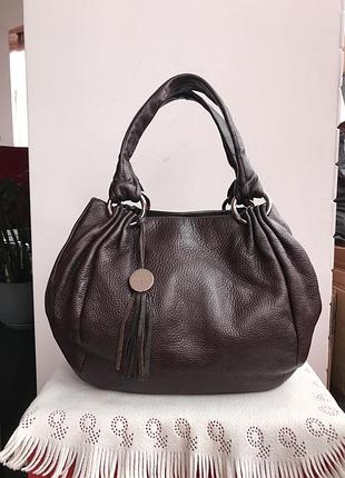 Сумка кожаная furla - оригинал,женская, элегантная,итальянского бренда, коричневая