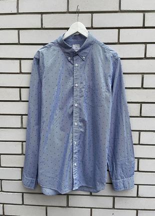 Чоловіча блакитна офісна сорочка в смужку бавовна gap