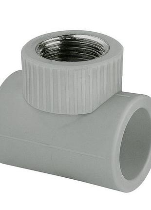 Тройник комбинированный с внутренней резьбой ppr ø20x1/2" серый цвет asco® 20/120шт