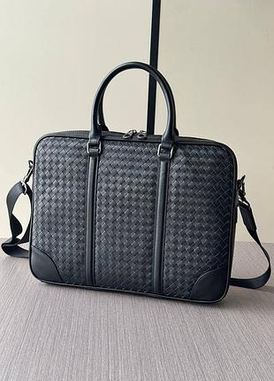 Чоловіча шкіряна плетена сумка портфель bottega veneta