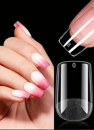 Гелеві тіпси для нарощування nail kingdom квадрат м 120 шт прозорі (105)