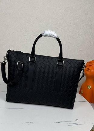 Чоловічий шкіряний плетений портфель bottega veneta