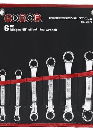 Набір ключів накидних відігнутих на 45° 6 пр. (8-19 мм) (force 50624)