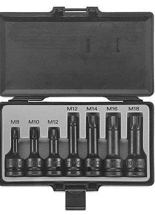 1/2" набор головок-бит spline ударных 7 пр. (m8-m18) (force 40713)
