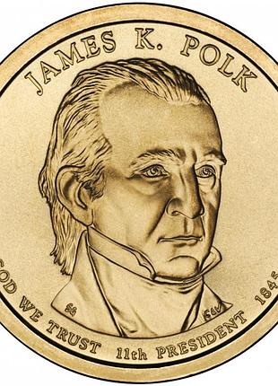 Сша 1 доллар президент №11 джеймс нокс полк 2009 год монеты мира (d)