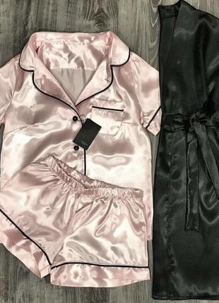 Новая женская атласная пижама тройка, 3в1.