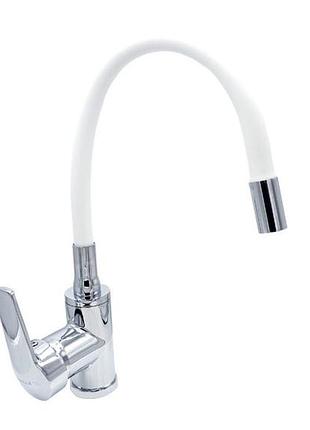Смеситель для кухонной мойки millz боковая ручка mzj 71-dw-a182-40 white гибкий белый гусь