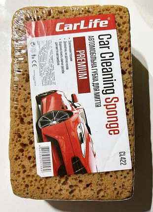 Губка для миття авто premium з великими порами 190x120x70mm коричнева carlife