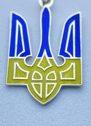 Підвіс срібний патріотичний герб україни з емальлю синього та жовтого кольору