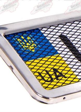 Рамка номера неіржавіюча сталь хромована з сіткою (рнс-55055)