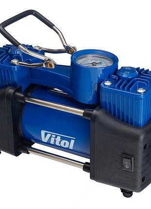 Компрессор "vitol" k-74 150psi/15amp /85л/2 цилиндра/шланг 3,0м/прикур. + переходник k-74