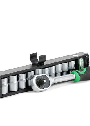 Набір головок 10 од. 1/4" з рукояткою з храповим механізмом intertool et-6008