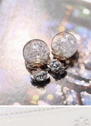Красиві сережки кулі з кристалами