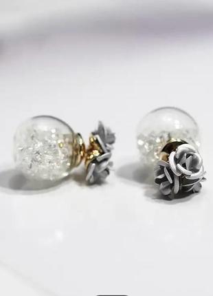 Красиві сережки кулі з кристалами2 фото