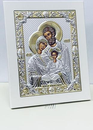 Икона святое семейство серебряная с позолотой фирмы prince silvero