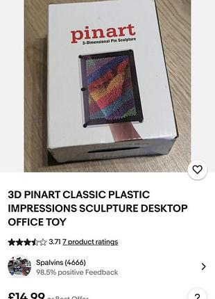 Дошка іграшкова pinart 3d арт.65890. 20*15 см. точно повторює контури будь-якого предмета, під час дотику до нього. 350.