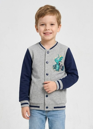 Бомбер кофта на кнопках двонитка lupilu для хлопчиків