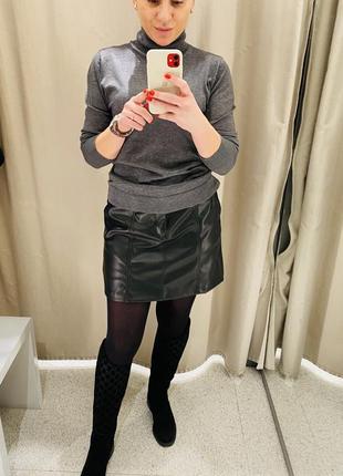 Юбка кожаная zara новая