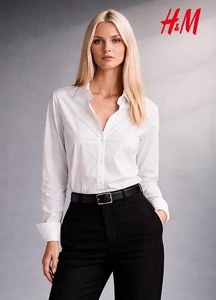 Новая белая базовая приталенная рубашка h&amp;m l 0507909