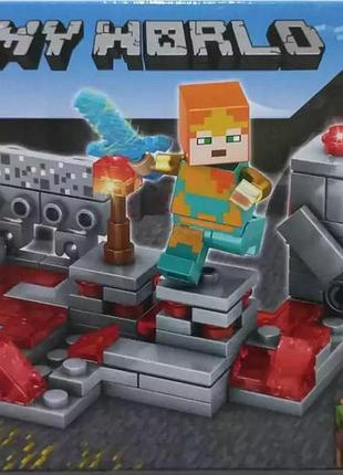 Конструктор блочный пластиковый minecraft my world майнкрафт 101 деталей 19*14*4,5 см mg1102c