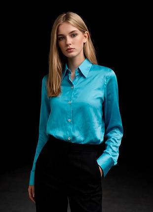 Новая голубая сатиновая рубашка primark 6 xs