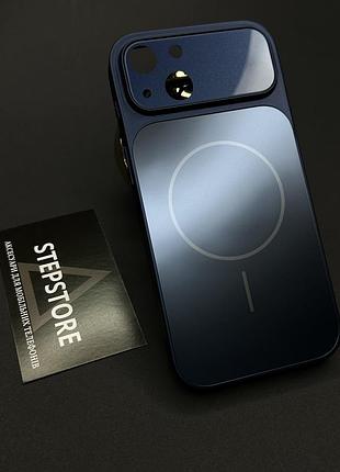 Чохол для iphone 14 з magsafe і лінзами на камеру скляний матовий glass acrylic case