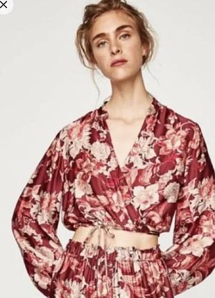 Сорочка zara блуза на зав’язках та ґудзиках віскоза