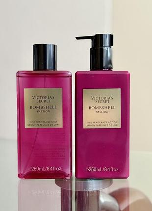 Набір спрей / міст та лосьйон люксової серії victoria's secret bombshell passion fine fragrance