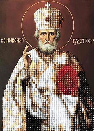 Алмазна мозаїка вишивка на картоні ікона святий миколай чудотворець часткова 5d 21х25 см 188447