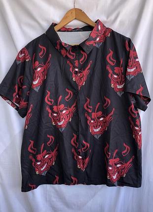 Стильна сорочка shein curve з принтом «диявол» / devil print