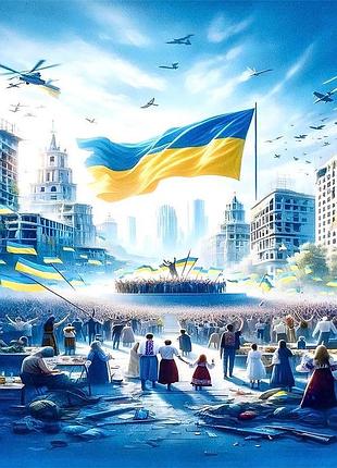 Алмазная мозаика вышивка победа украины майдан независимости флаг на подрамнике полная 40х50 см image14