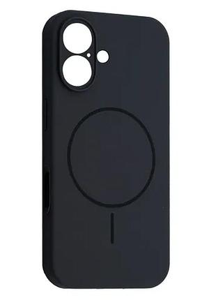 Чехол silicone case full camera fine ring magsafe for iphone 16 midnight blue