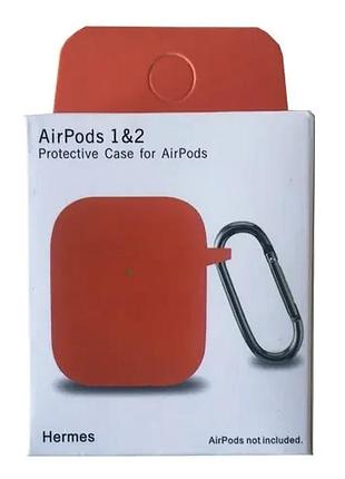 Чохол для airpods 1/2 silicon slim (+ карабин) new box hermes