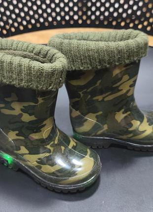 Силіконові чоботи demar stormer lux print camouflage зі  знімною утепленою панчохою та світловідбиваючими елементами роз.23