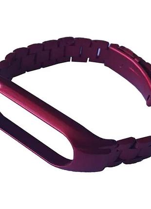 Ремешок для xiaomi mi band 3/4/5/6 3-bead metal band red