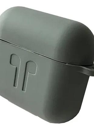 Чехол для airpods 3 силиконовый 2мм logo 2в1(+ карабин) тех.пак grey