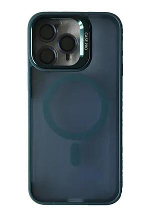 Чохол case pro matte fortable camera lens magsafe for iphone 15 pro max dark blue