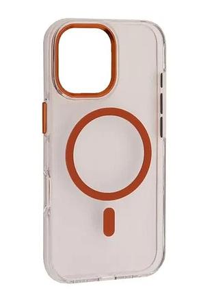 Чехол silver shield magsafe for iphone 17 transparent orange
