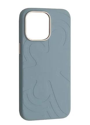 Чехол flower liquid silicone case magsafe для iphone 16 pro max cloud blue