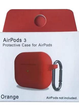 Чохол для airpods 3 silicone slim (+ карабин) new box orange