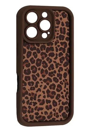 Чехол leopard case for iphone 16 pro max brown 3