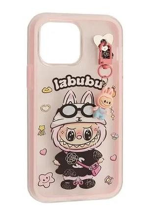 Чехол labubu (с брелком) for iphone 15 pro pink