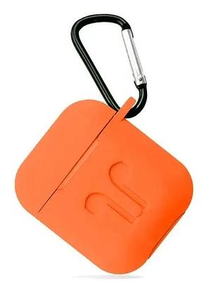 Чохол для airpods силіконовий logo 2в1(+ карабин) тех.пак orange