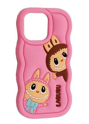 Чехол labubu case for iphone 12 pro max/ 13 pro max/ 14 plus/ 15 plus pink
