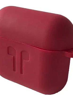 Чехол для airpods 3 силиконовый 2мм logo 2в1(+ карабин) тех.пак marsala