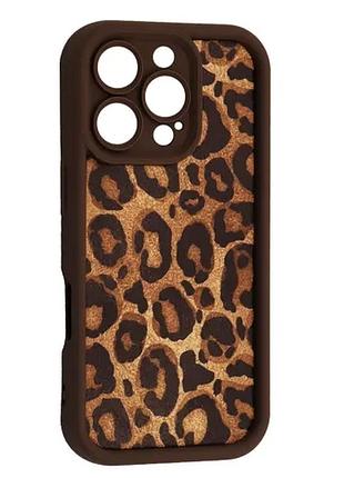 Чехол leopard case for iphone 16 pro brown 1