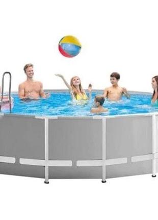 Каркасный бассейн intex 26726 размер 457х122 см с картриджным фильтр-насосом 3 785 л/ч, лестница, тент, подстилка